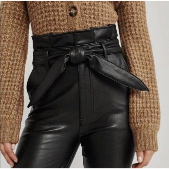 Abercrombie + Fitch Faux Leather Paper Bag Waist Pant Size Small - Picture 2 of 14
